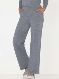 Pantalon en tricot mélange mérinos/cachemire, couleur bleu, taille 46, marque CREATION L PREMIUM - helline