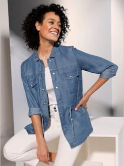 Blazer chemisier en lyocell pur lyocell, coleur bleu délavé - HELLINE