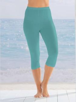 Legging court qualité extensible, couleur turquoise - HELLINE