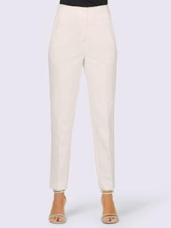 Pantalon plis repassés, effet affinant, coleur écru - HELLINE
