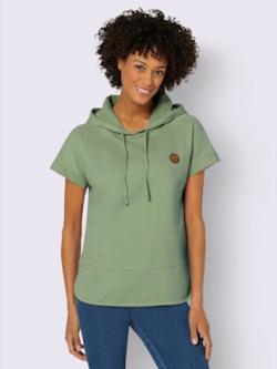 T-shirt à capuche 50% coton, couleur vert, taille 48, marque Collection L - helline