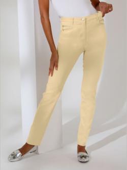 Élégant pantalon extensible qualité viscose extensible souple, coleur sable - HELLINE