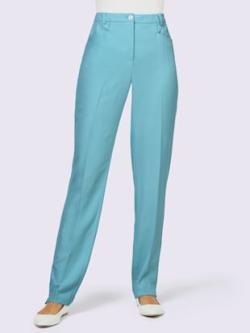 Pantalon plis repassés, effet affinant, coleur aigue-marine - HELLINE