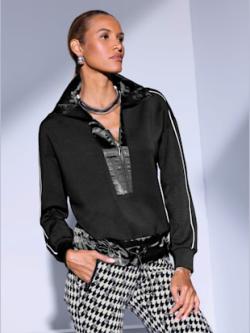 Sweatshirt mélange de modal doux, couleur noir, taille 42, marque Creation L - helline