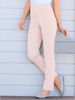 Pantalon classique uni avec ceinture élastique, couleur rose, taille 40, marque Stehmann Comfort line - helline