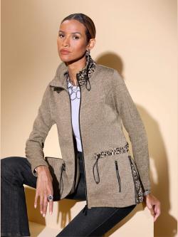 Veste en polaire polyester recyclé, couleur marron, taille 40, marque Creation L - helline