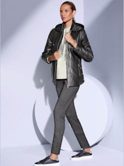 Veste en cuir cuir agneau nappa doux, couleur noir, taille 52, marque Creation L - helline