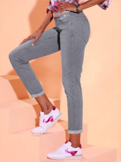 Jean 5 poches mélange de cotons agréable à porter, couleur gris, taille 44, marque Creation L - helline