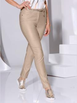 Pantalon effet enduit coupe féminine, couleur marron, taille 46, marque Creation L - helline