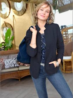 Blazer doux au col montant, couleur bleu, taille 40 - helline