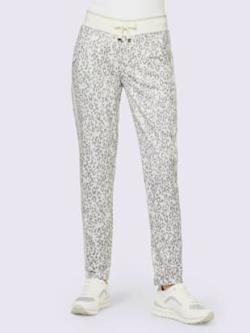 Pantalon de jogging 48% modal, coleur écru-gris pierre imprimé - HELLINE