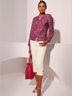 Blazer avec coton, coleur rouge-fuchsia à motifs - HELLINE