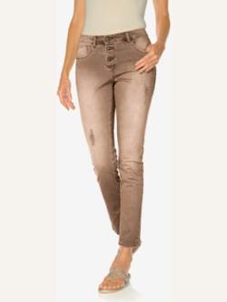 Pantalon boyfriend coupe droite, couleur marron, taille 38, marque Linea Tesini - helline