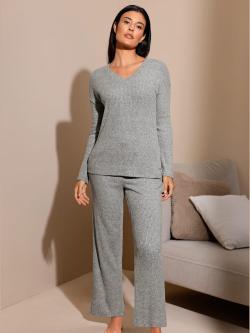 Pantalon tricot fin très doux, couleur gris, taille 42/44, marque feel good - helline