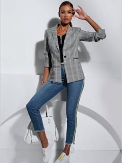 Blazer très tendance, coleur noir-blanc à carreaux - HELLINE