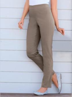 Pantalon classique uni avec ceinture élastique, couleur marron, taille 48, marque Stehmann Comfort line - helline