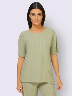 T-shirt qualité côtelée confortable, couleur vert, taille 50/52, marque feel good - helline