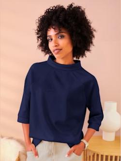 Sweat-shirt mélange de modal doux, coleur marine - HELLINE