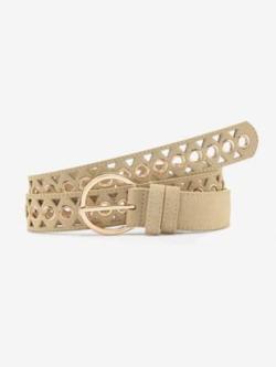 Ceinture hanches ceinture en imitation cuir avec découpes tendance et détails couleur or, couleur : marron clair uni, taille 75, marque LASCANA, 100%