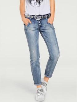 Jean boyfriend coupe droite, couleur bleu, taille 38, marque Linea Tesini - helline