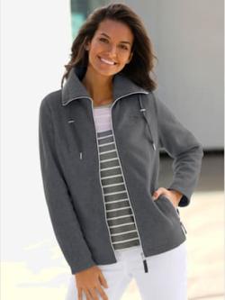 Veste polaire traitement contre les bouloches, couleur gris, taille 40, marque Collection L - helline