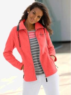 Veste polaire traitement contre les bouloches, couleur rouge, taille 48, marque Collection L - helline