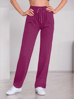 Pantalon de loisirs jersey fin, coleur noir + mauve - HELLINE