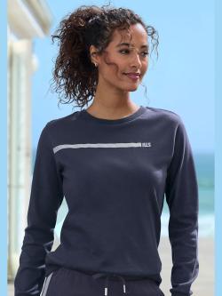 Sweatshirt basique à encolure ronde, couleur bleu, taille 48, marque H.I.S - helline
