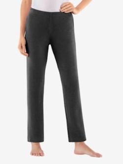 Pantalon en flanelle taille élastique, coleur noir - HELLINE
