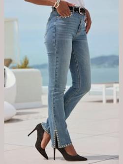 Jean à 5 poches jean extensible avec rivets, couleur bleu, taille 44, marque Buffalo - helline