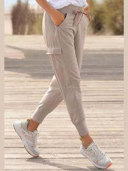 Pantalon de jogging ceinture élastique avec cordon, couleur marron, taille 38, marque Venice Beach - helline