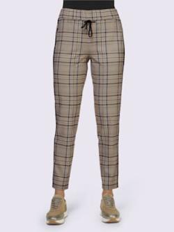 Pantalon avec losange motif à carreaux, coleur noir-chamois à carreaux - HELLINE