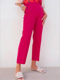 Pantalon tricot affinant, coleur fuchsia - HELLINE