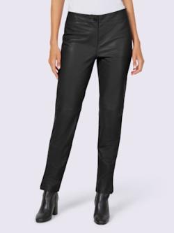 Pantalon en cuir cuir agneau nappa, couleur noir, taille 42, marque Ashley Brooke - helline