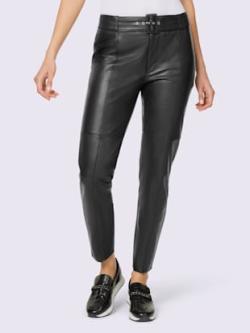 Pantalon en cuir cuir agneau nappa de qualité, coleur noir - HELLINE