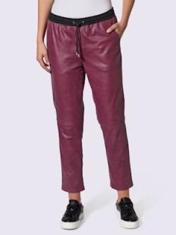 Pantalon en cuir forme jogging tendance, couleur rouge, taille 42, marque Rick Cardona - helline