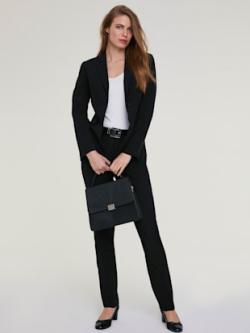 Tailleur pantalon coupe droite, couleur noir, taille 50, marque Ashley Brooke - helline