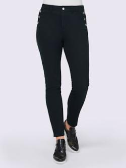 Pantalon rayures décoratives brillantes, coleur marine - HELLINE