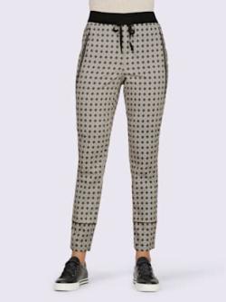 Pantalon imprimé ceinture élastique confortable, couleur noir, taille 46, marque Rick Cardona - helline