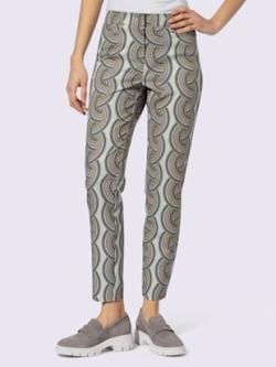 Pantalon 7/8 ravissant tissu imprimé, couleur gris, taille 52, marque Rick Cardona - helline