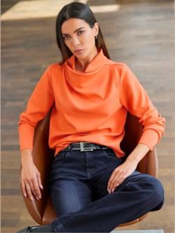 Sweatshirt encolure raffinée, couleur orange, taille 50, marque heine - helline