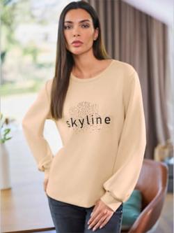 Sweat-shirt motif imprimé devant, coleur sable - HELLINE