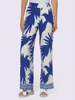 Pantalon imprimé qualité tissée, couleur bleu, taille 42, marque Rick Cardona - helline