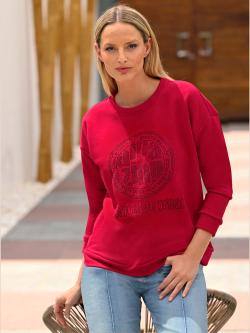 Sweatshirt petites pierres fantaisie, couleur rouge, taille 44, marque Rick Cardona - helline