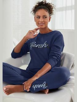 Sweatshirt basique avec logo imprimé et broderie, couleur bleu, taille 54/56, marque Bench. Loungewear - helline