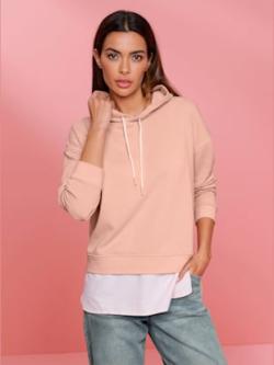 Sweat-shirt empiècements chemisier à rayures tissées, coleur couleur poudre-écru - HELLINE