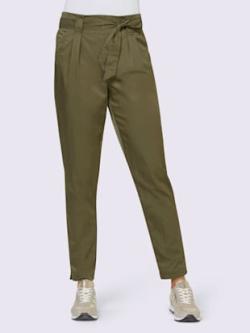 Pantalon style sac en papier tendance, coleur vert olive - HELLINE