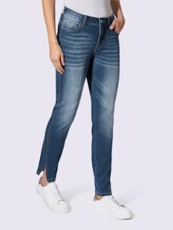 Jean 5 poches petites pierres brillantes fantaisie, couleur bleu, taille 46, marque Rick Cardona - helline