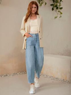 Blazer tendance : pas de fermeture, couleur couleur ivoire, taille 46 - helline