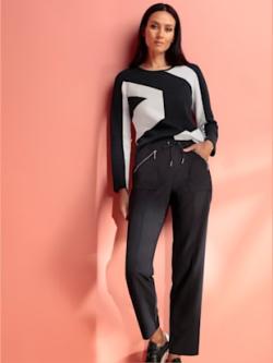 Pantalon glissière sportive, couleur noir, taille 40, marque Rick Cardona - helline